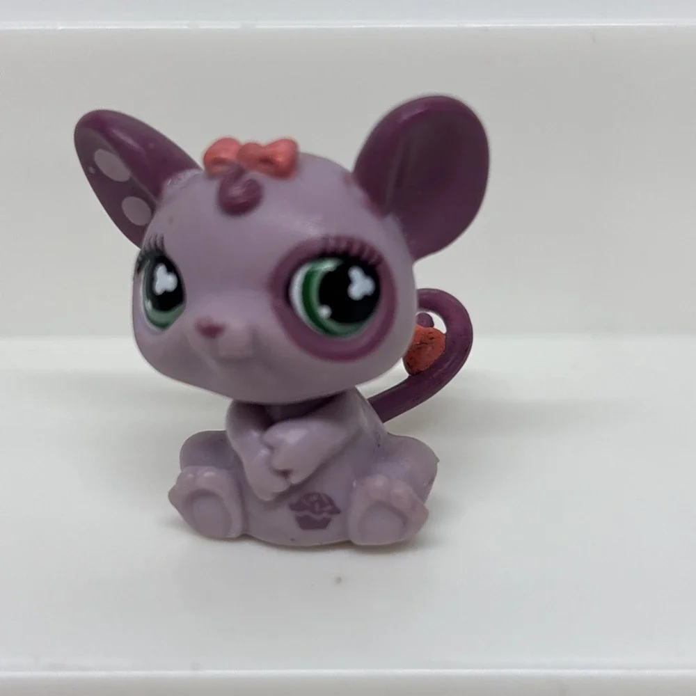 Littlest Pet‎ Shop LPS Purple Mouse #463 Green Eyes Hasbro 2007 Authentic